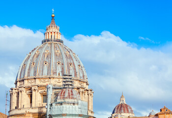 Dome of the St. Peter's Basilica in Vatican . Cupola with an observation deck