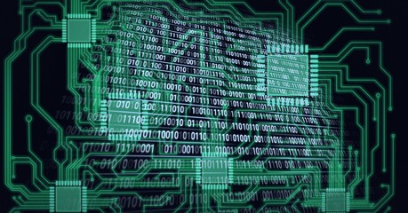 Composition of binary coding processing ove computer circuit board