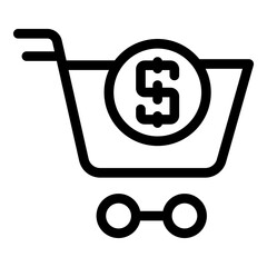 Cart money icon. Outline Cart money vector icon for web design isolated on white background