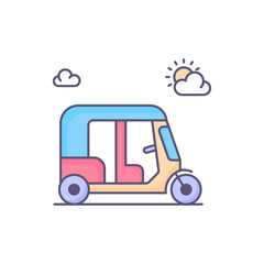 Auto rickshaw vector fill outline icon style illustration. EPS 10 File