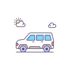 minibus vector fill outline icon style illustration. EPS 10 File