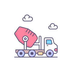 cement mixer vector fill outline icon style illustration. EPS 10 File