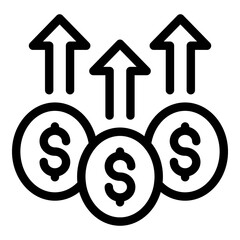 Raise money icon. Outline Raise money vector icon for web design isolated on white background