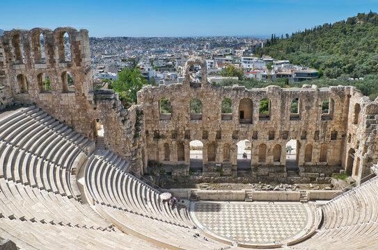 The theater of Herodion Atticus under the ruins of Acropolis, Athens, Greece. © ACHILLEFS