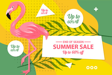 Summer sale banner template, Summer sale bright background for your advertisement, Vector illustration