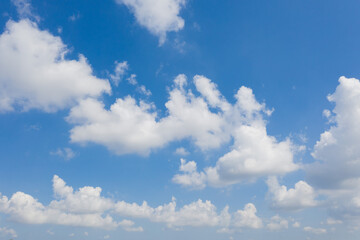 blue sky with clouds background, summer time, beautiful sky