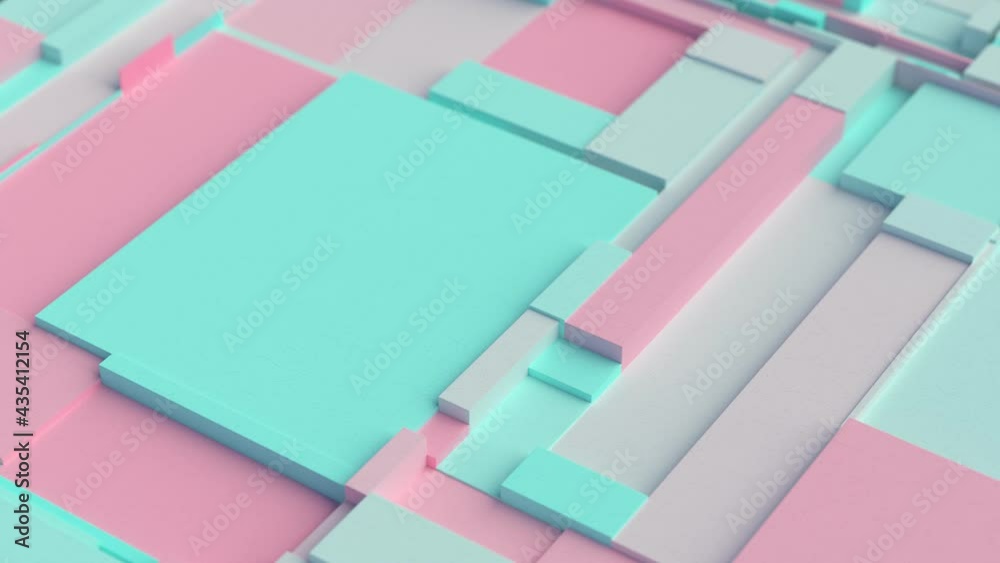 Aufkleber pink and cyan moving tessellated rectangular surface. abstract background with wobbling scaling frag