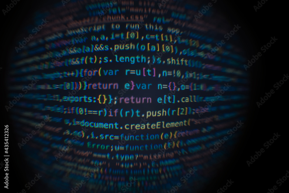 Poster software developer code. abstract computer script code. software developer code programming screen. 