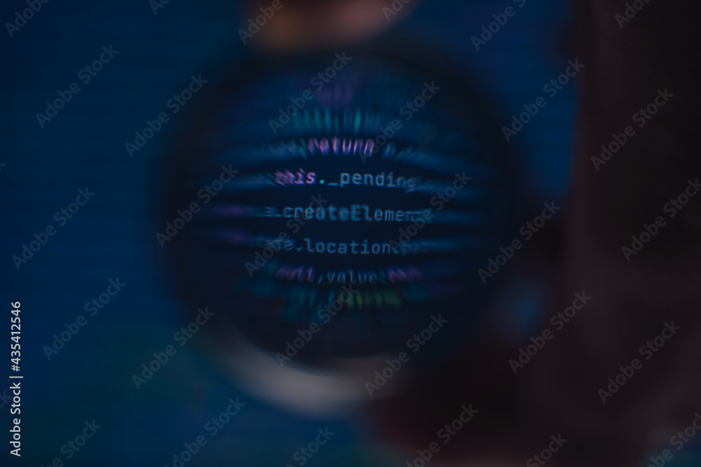 Leinwandbilder Software developer code. Abstract computer script code. Code in a glass ball.