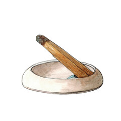 Watercolor hand drawn sketch illustration of Palo Santo isolated on white