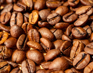 roasted coffee beans close up