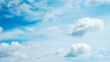 Fototapeta premium Panoramic Blue Sky with light clouds banner background