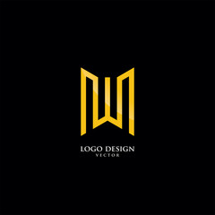 W Letter Gold Monogram Logo Design