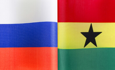 fragments of the national flags of Russia and the Republic of Ghana close-up