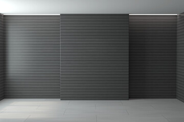 Empty room with black textured walls. 3d render illustration
