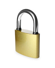 Modern padlock isolated on white. Safety and protection