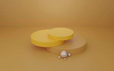 Background 3D geometic podium Brown Color Design minimal illustration 3D rendering.