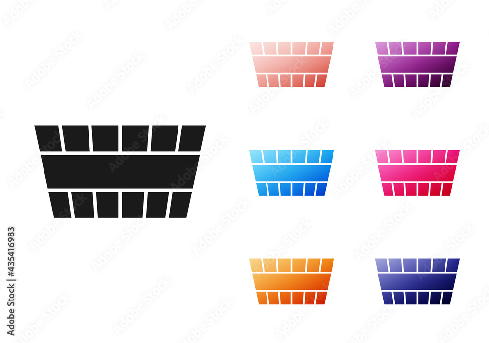 Poster black sauna bucket icon isolated on white background. set icons colorful. vector