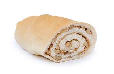 Roll with peanuts isolated on white