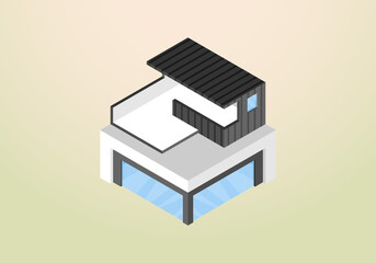 isometric design of modern and minimalist house vector template