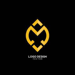 M Symbol Gold Monogram Logo Design