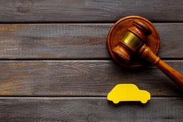 Car and judge hammer - gavel . Insurance credit law concept