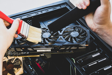 Use a brush and vacuum cleaner to remove dirt and dust from the processor cooling system