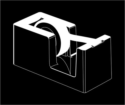white tape dispenser on black background clip art preview