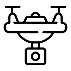 Camera drone icon. Outline Camera drone vector icon for web design isolated on white background