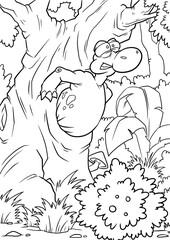 Fototapeta premium Coloring book for children with a dinosaur