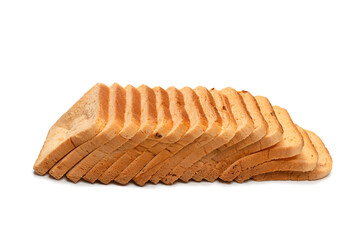 Delicious bread slices isolated on a white background.