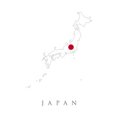 Flag of Japan with maps territory of Japan vector illustration. map of Japan with the image of the national flag.
