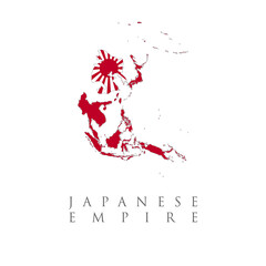 Obraz na płótnie Canvas Militarism, Empire of Japan, japanese army flag, japan map, world war two image. vector map of the Empire of Japan for your design. Map of Empire of Japan/Japanese Empire during WWII in 1942,