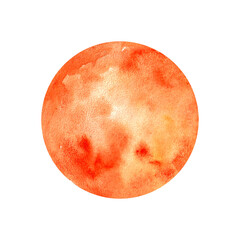 Fototapeta premium colored circle on a white background. watercolor illustration. paint texture. geometric figure. colored circle on a white background. watercolor illustration. paint texture. geometric figure. orange 