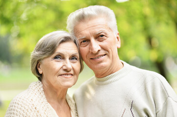 beautiful senior couple  posing in the park