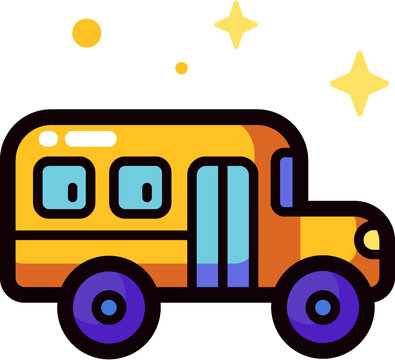 School Bus Icon - Style : Lineal Color
