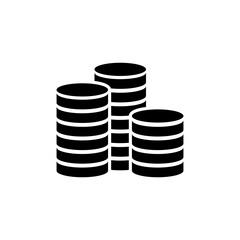Stacks of Golden Coins, Money Finance. Flat Vector Icon illustration. Simple black symbol on white background. Stacks of Golden Coins, Money Finance sign design template for web and mobile UI element.
