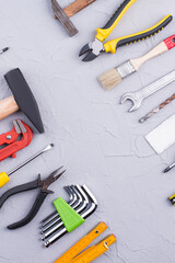 Various construction tools background. Repair concept.