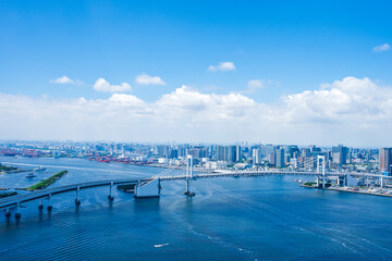 レインボーブリッジ・東京都心部 ヘリコプター空撮写真