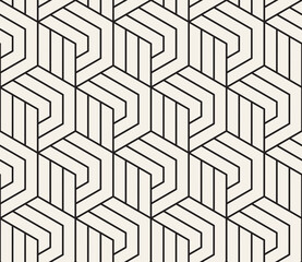Vector seamless pattern. Repeating abstract background. Black and white geometric lattice design. Modern stylish texture.