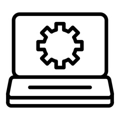 Laptop settings icon. Outline Laptop settings vector icon for web design isolated on white background