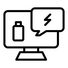 Battery computer icon. Outline Battery computer vector icon for web design isolated on white background