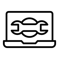 Key repair laptop icon. Outline Key repair laptop vector icon for web design isolated on white background