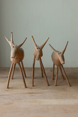 carved and hand-sculpted wooden buffaloes