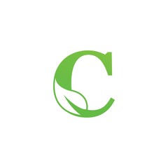 Letter C and Leaf Green Logo Template design vector