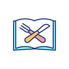 School menu RGB color icon. Creating tasty and natural meals for school students. Organic ingredients for kids lunch. Cafeteria menu update. Isolated vector illustration