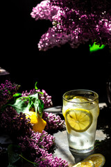Refreshing lemon lilac drink. 
