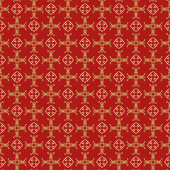 Beautiful background pattern with floral ornaments on a red background, wallpaper. Seamless pattern, texture. Vector art