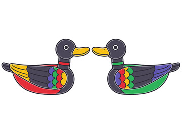 A pair of wooden wild goose for wedding. This is a wooden goose set used for traditional Korean weddings. Vector illustrations set.