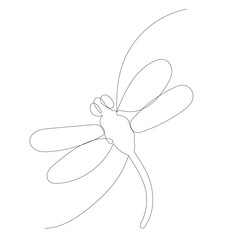 dragonfly flying continuous line drawing